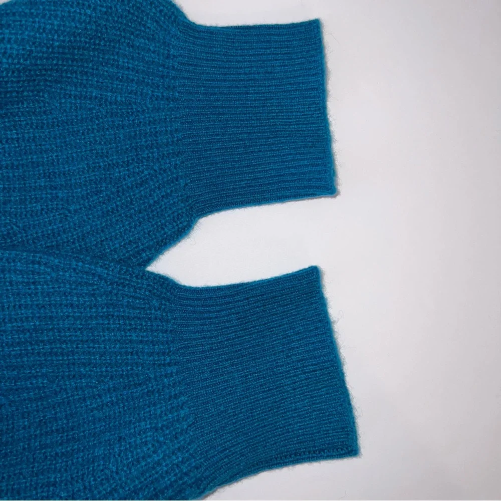 Sundance Catalog Acadia Cashmere Ribbed Long Sleeve Sweater Sea Blue Womens L - Picture 9 of 10